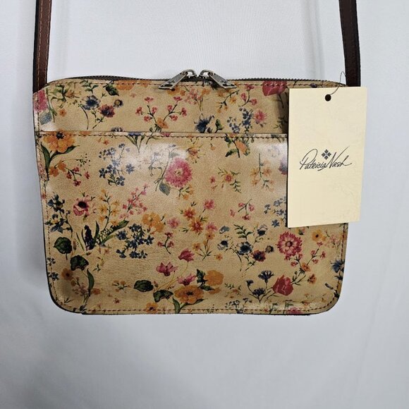 NWT PATRICIA NASH Vallata Crossbody Bag PRAIRIE ROSE TAN FLORAL Leather Nazaire - Picture 2 of 9